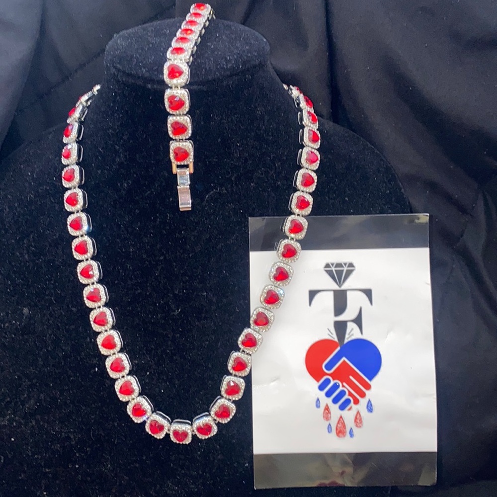 Heart ruby necklace set